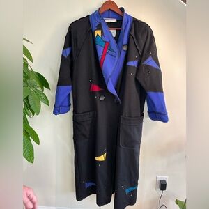 Vintage Marylou Ozbolt Colorful Geometric Patterned Coat